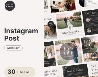 ウェディングInstagramテンプレート：イベントプランナーのためのCanva編集可能な投稿（デジタルダウンロード）
