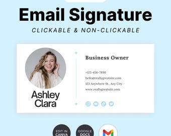 Professional Digital Email Signature Template for Business Owners, Gmail Digital Signature, Clickable Signature, Digital Download, Outlook