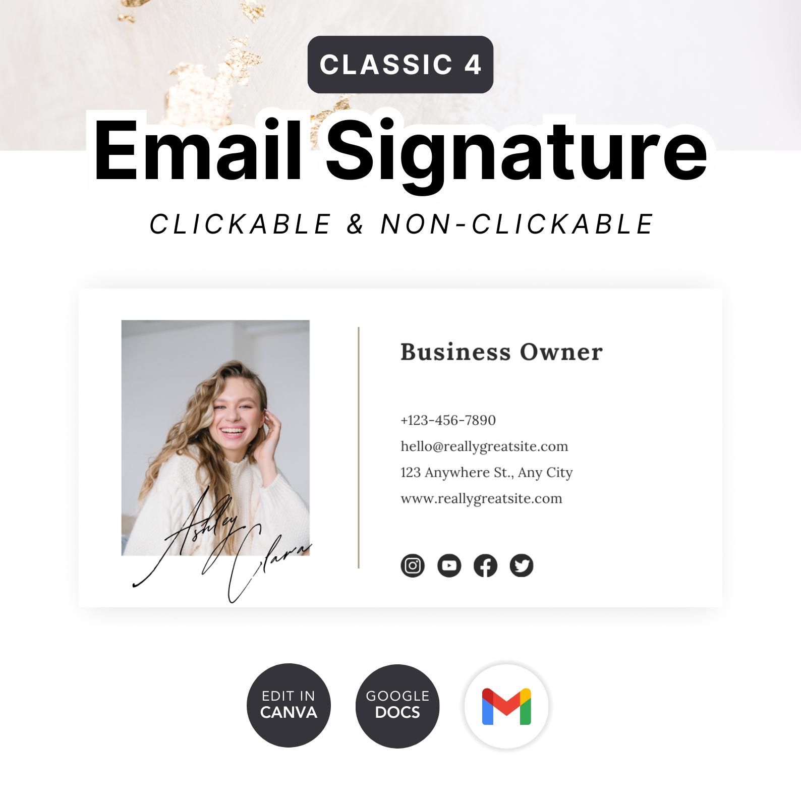 Professional Email Signature for Business Owners, Clickable Digital Signature, Small Business Branding, Digital Outlook, Gmail Signature