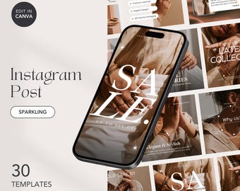 Jewelry Instagram Post Templates: Business Branding Kit (30 Canva Design)