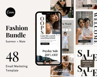 Fashion Email Templates: Newsletter Canva Designs (48-Page Editable)