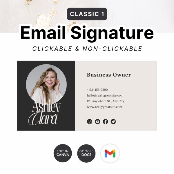 Clickable Email Signature, Minimalist Gmail Signature, Modern Canva Template, Entrepreneur Newsletter, Business Marketing, Blogger, Realtor