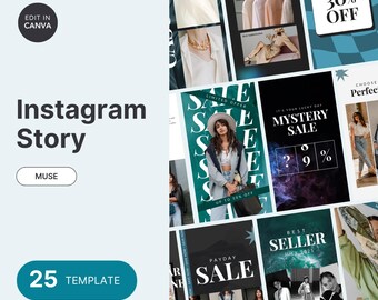 Boutique Instagram Story Templates: Minimalist Fashion Branding (Canva, 25 Layouts)