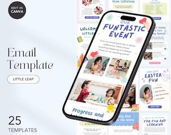 Preschool Email Template: Welcome Series, Newsletter (Canva Editable)
