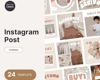 Kids Fashion Instagram Post Templates: Baby Boutique Canva Designs (Digital Download)