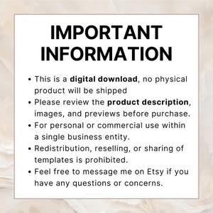 A digital download information sheet designed for Etsy sellers using Instagram to promote baby clothing templates. Clearly states that no physical product will be shipped, outlines usage rights, and provides seller contact info. Ideal for ensuring customer clarity before purchase. This Canva-made visual is perfect for including in your product listing images or marketing content to reduce confusion and build trust with your buyers.