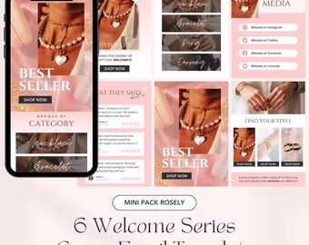 Jewelry Welcome Email Template: Pink Email Series (Canva File)