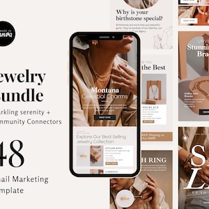 48 Editable Email Templates, Jewelry Email Template, Mailchimp Email Template, Klaviyo Email Template, Newsletter Canva, Newsletter Email
