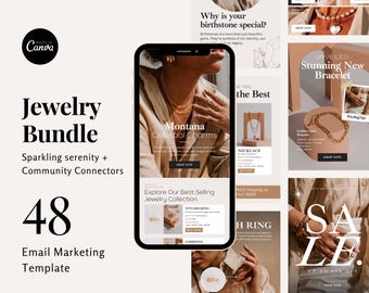48 Editable Email Templates, Jewelry Email Template, Mailchimp Email Template, Klaviyo Email Template, Newsletter Canva, Newsletter Email