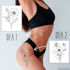 IDEAS DE DISEÑO DE TATUAJES - Diseño de tatuaje de ramo personalizable con inspiración de flores de nacimiento - Pinceles Procreate incluidos