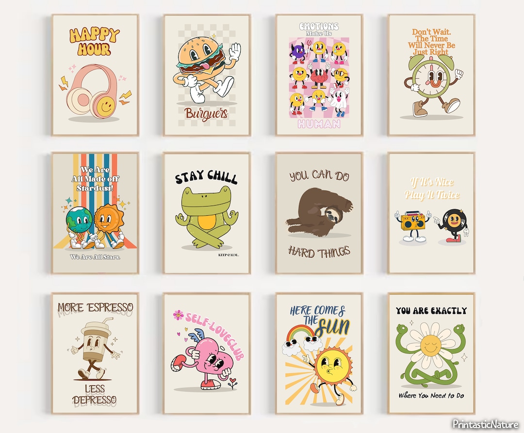 Retro Quote Print Set: Trendy Wall Art (digital Download) - Etsy