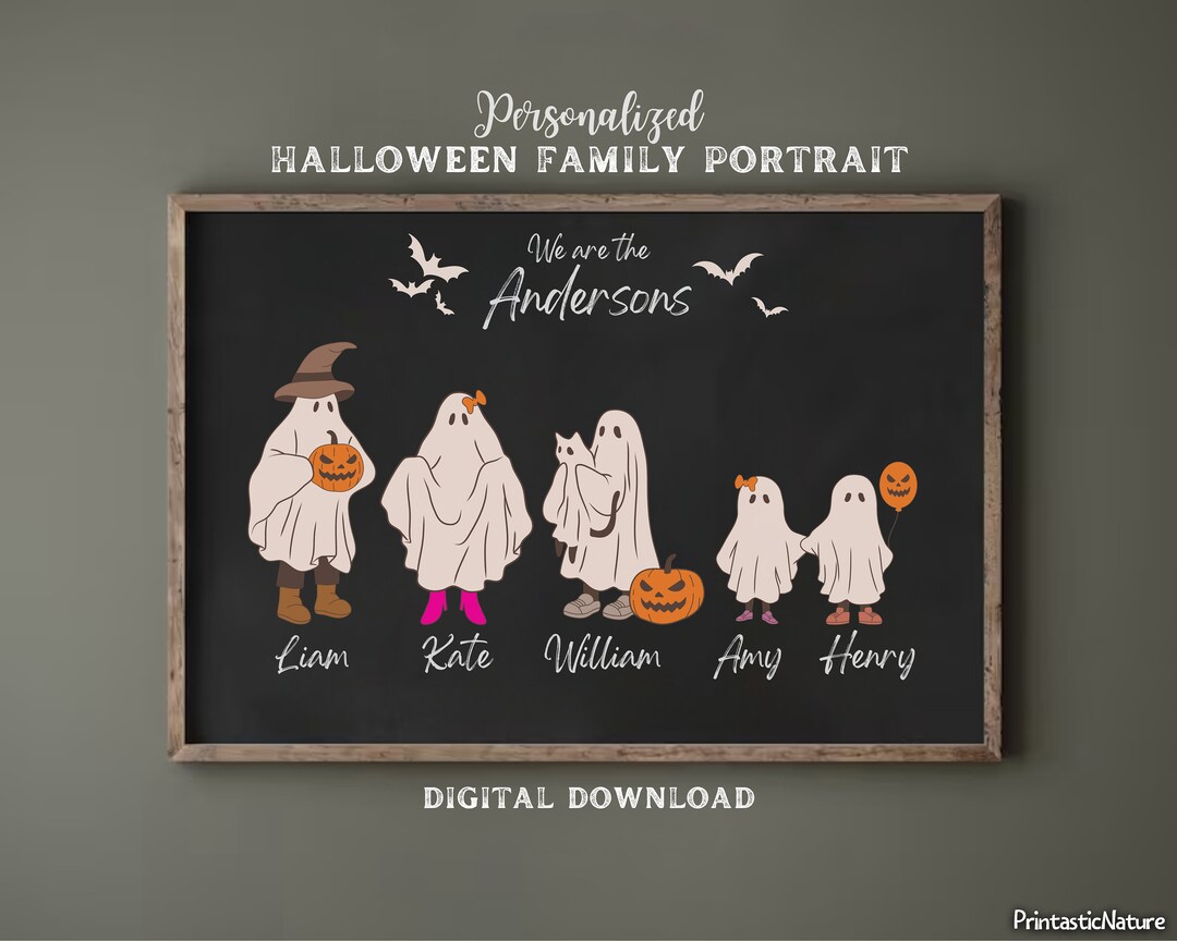 Halloween Ghost Family With Pets Custom Family Portrait - Etsy