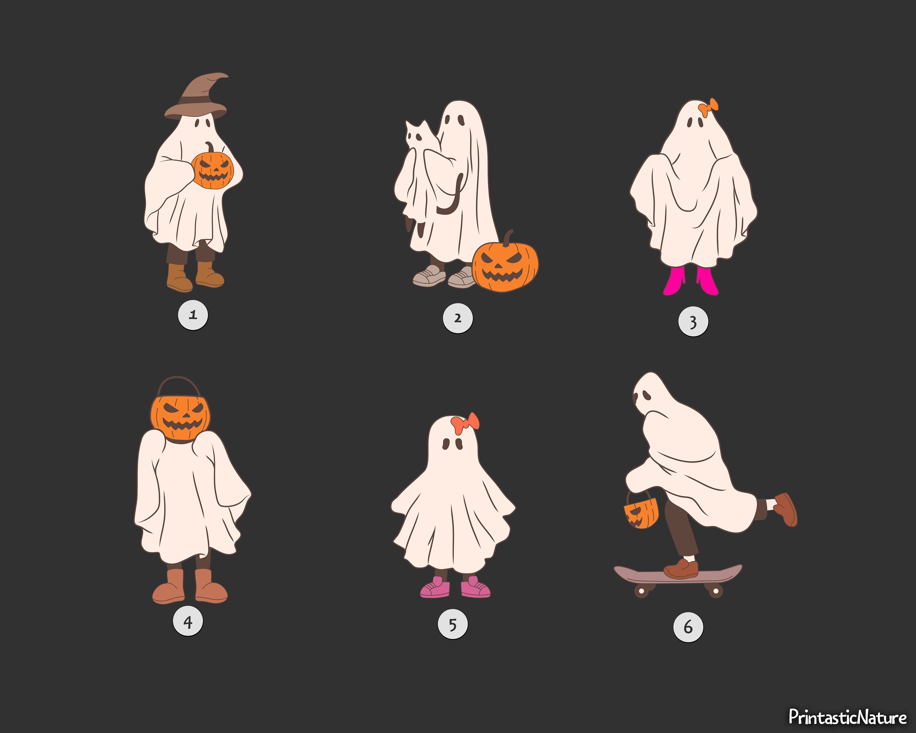 Halloween Ghost Family With Pets Custom Family Portrait - Etsy