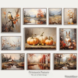 Herbst Print Set | Rustikale Herbst Galeriewand | 10 Drucke | Halloween Wand Kunst, Kürbis Drucke, Herbst Poster Download | S65