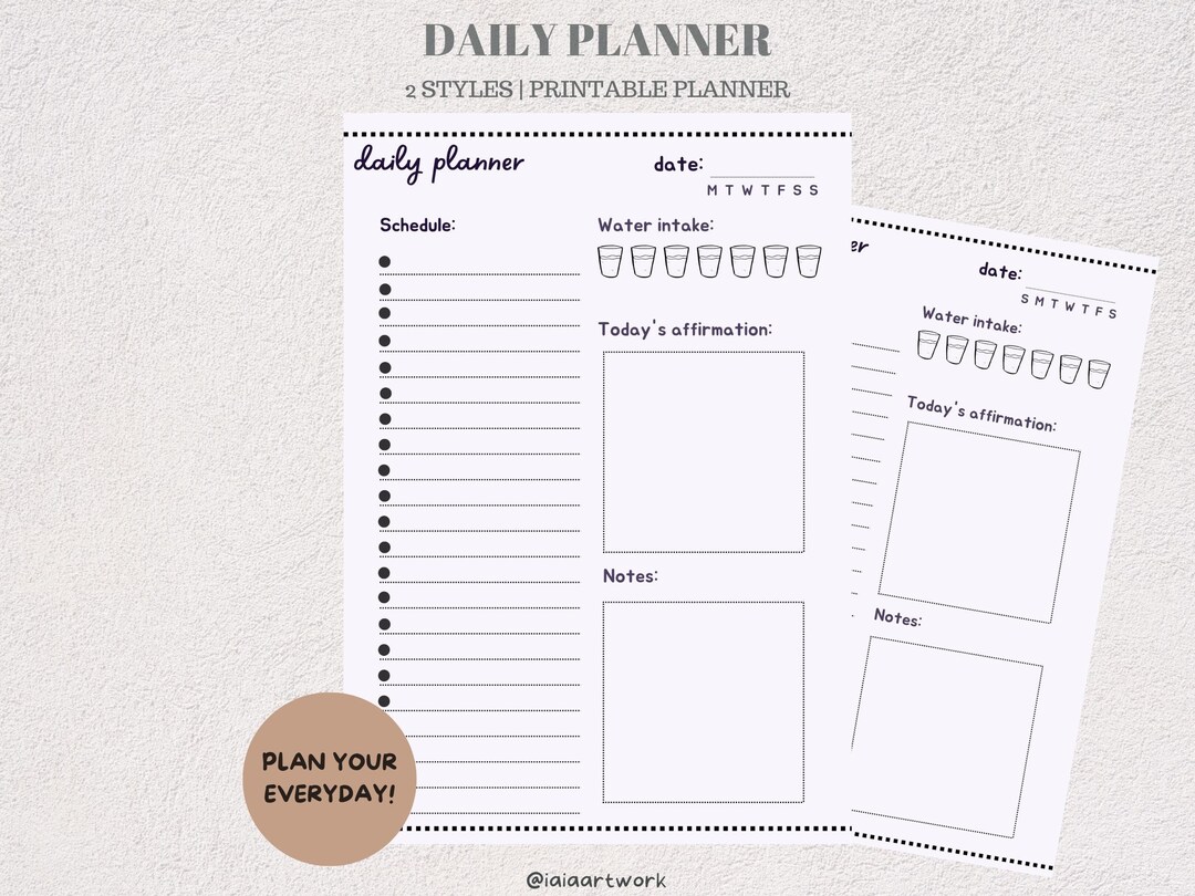 Minimalist Daily Planner Printable Planner - Etsy