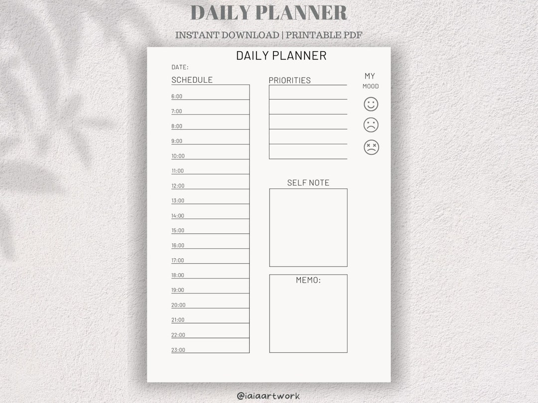 Minimalist Daily Planner Printable Planner - Etsy