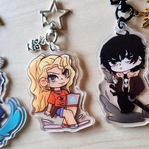 Percy Jackson, Annabeth Chase and Nico Di Angelo inspired Acrylic Keychain Charms and sticker