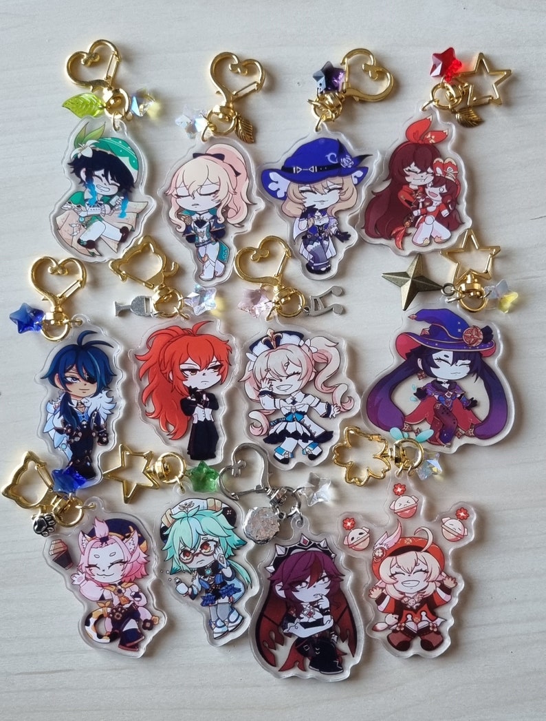 Genshin Impact Mondstadt Characters Inspired Acrylic Keychain Charms by ...