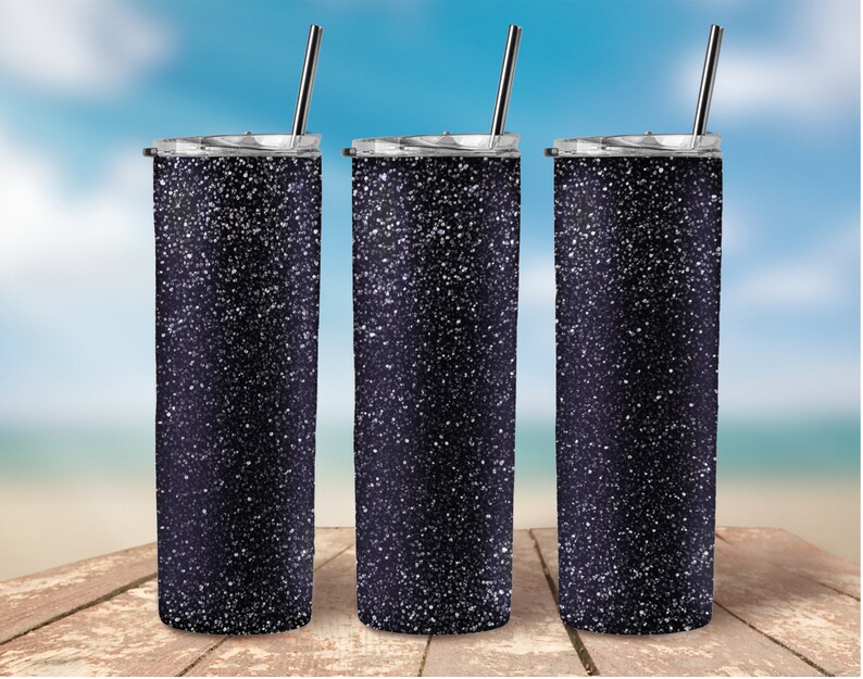 Black Glitter Tumbler Wrap 20 Oz Skinny Tumbler Black Glitter Etsy