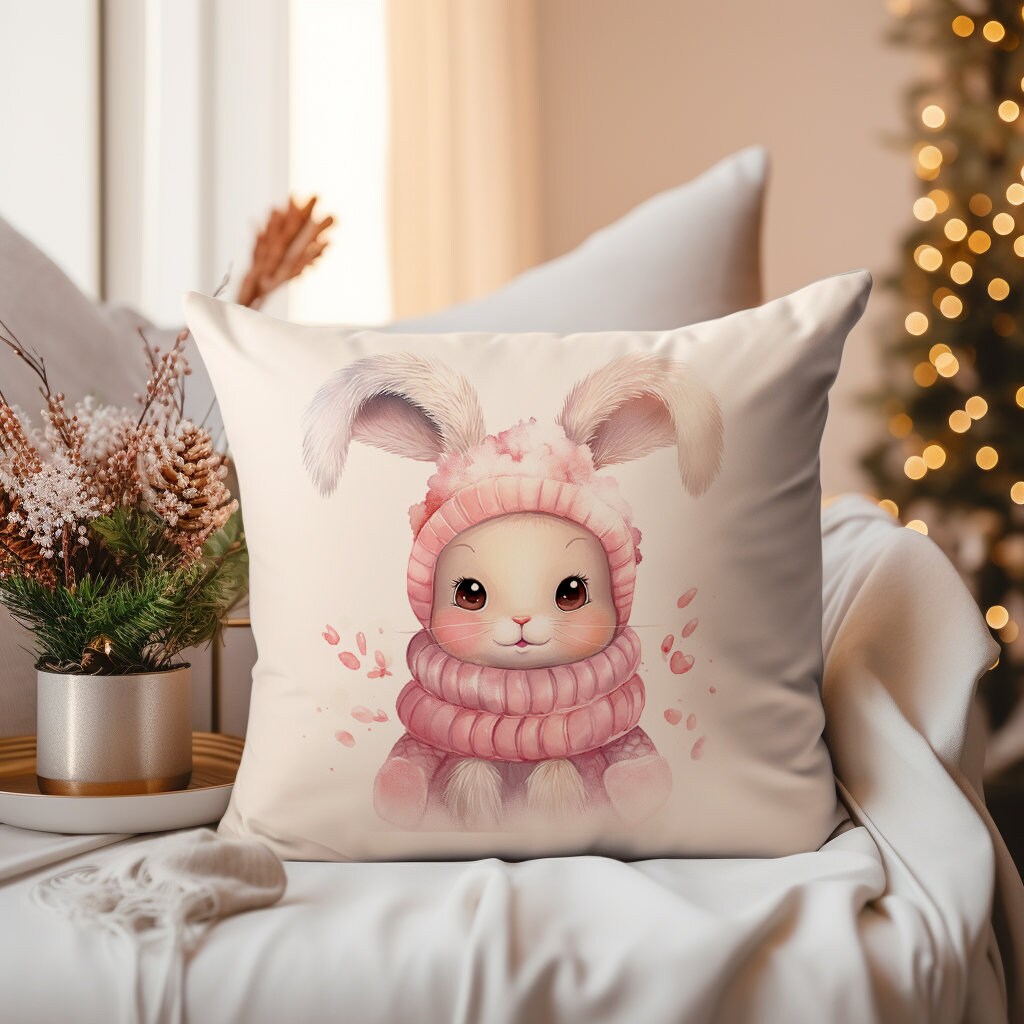 Winter Bunny Watercolor Clipart PNG Cute Forest Animals Clipart Winter ...