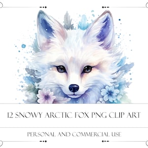Clipart de renard arctique enneigé renard aquarelle renard mignon renard astucieux