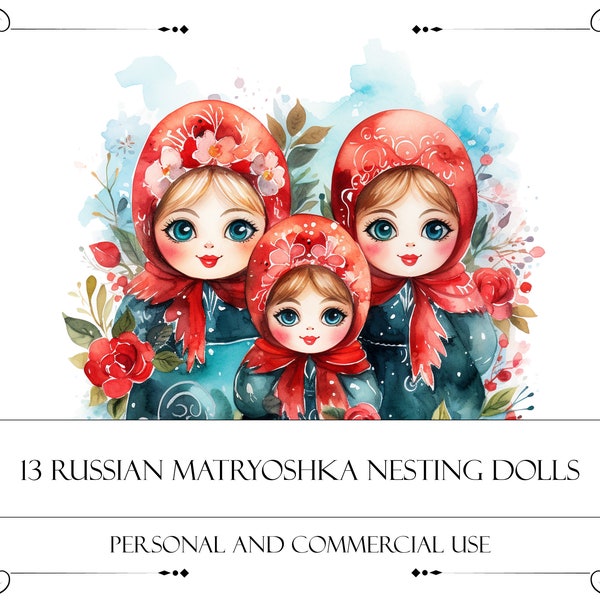 Christmas Russian Matryoshka Nesting Doll Clipart