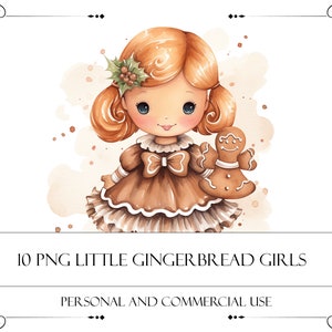 Gingerbread Cookies Clipart Christmas Gingerbread Women Holiday PNG Digital Image Downloads Card Scrapbook Junk Journal