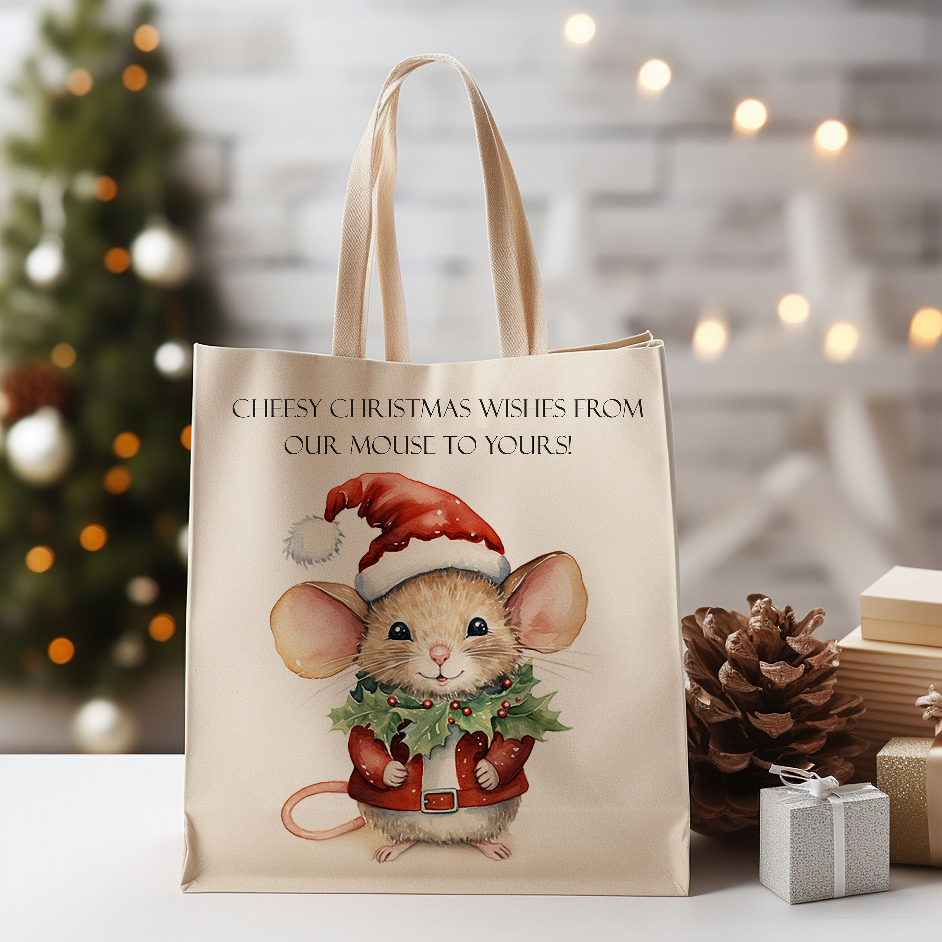 Christmas Mouse Clipart PNG Cute Christmas Mouse Watercolor Mouse