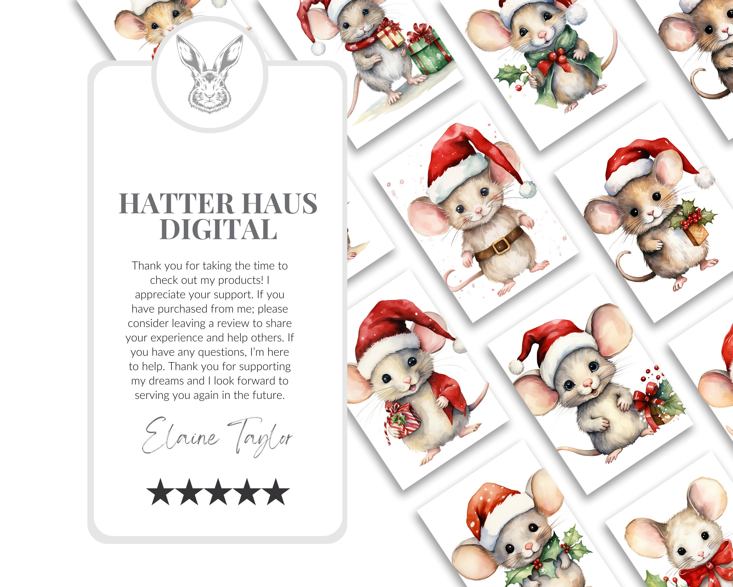Christmas Mouse Clipart PNG Cute Christmas Mouse Watercolor Mouse