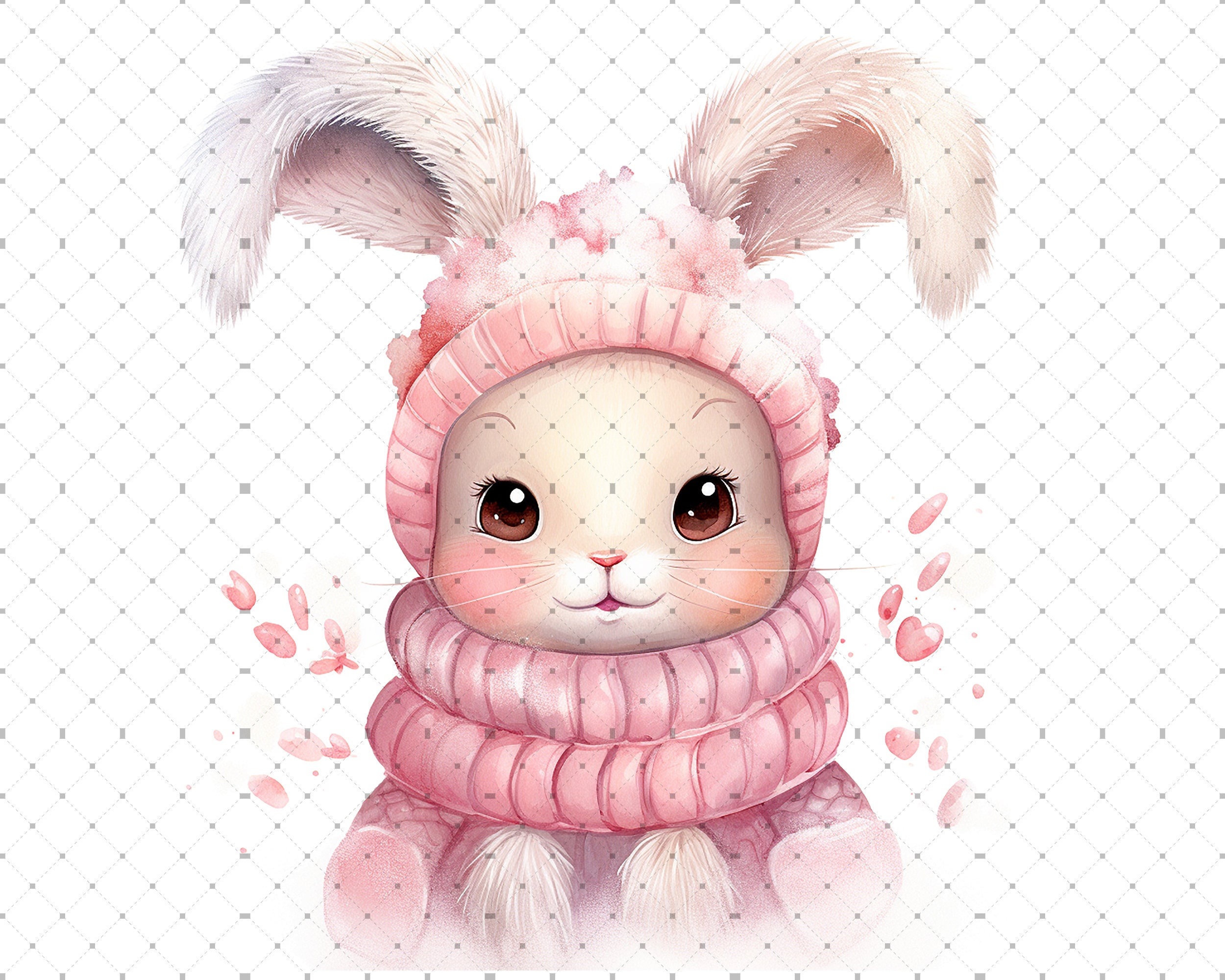 Winter Bunny Watercolor Clipart PNG Cute Forest Animals Clipart Winter ...