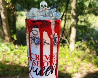 Crime Show Queen Tumbler: 20 oz Stainless Steel Tumbler with Themed Topper