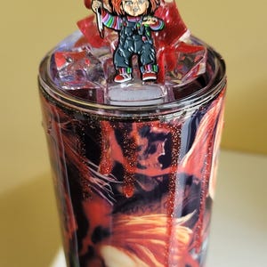 Chucky Tumbler: 20 oz Stainless Steel Cup with Lid & Straw