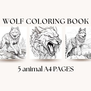 Wild Wonders: Wolf Digital Coloring Set of 5 - Digital Coloring Set of 5 - animal oloring page - coloring book