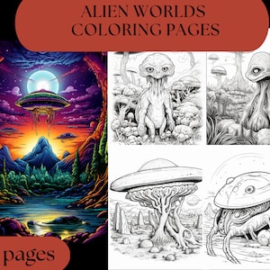 Extraterrestrial Odyssey: Set of 40 Unique Alien and Fantasy Forest Coloring Pages, Unique, and Imaginative Designs for Creative Exploration