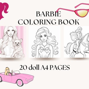 20 Coloring pages of BARBIE style doll - Barbie-Inspired Dreamland: A 20-Page Digital Coloring Book - digital product - coloring sheets