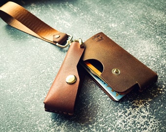Cartera de cuero minimalista, billetera para hombre y mujer, billetera para efectivo hecha a mano, billetera de cuero curtido vegetal, linda billetera delgada para él, regalo para ella, personalizada