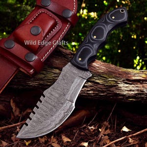 Handmade Damascus Steel Camping Hunting Tracker Knife | Micarta Handle | Personalized | Christmas | New Year | Birthday Best Gift For Him