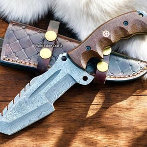 Handmade Damascus Steel Camping Hunting Tracker Knife | Micarta Handle | Personalized | Christmas | New Year | Birthday Best Gift For Him