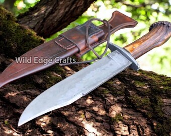 Handmade J2 Steel Big Hunting Bowie Knife | Stag Antler Handle | Personalized | Christmas | New Year | Birthday Best Gift For Him, Father