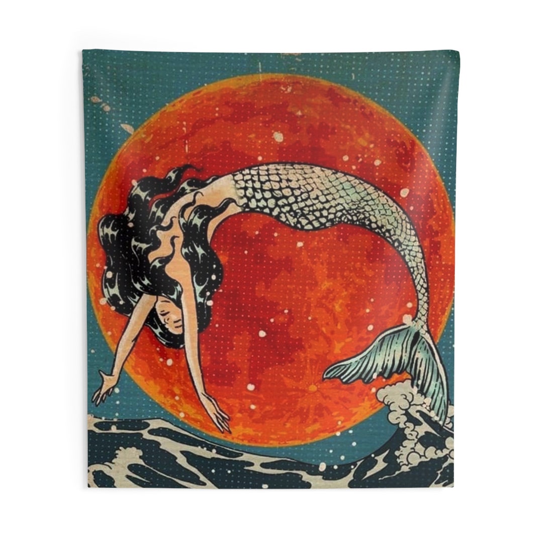 Mermaid Poster Mermaid Wall Decor Vintage Mermaid Wall Art Etsy