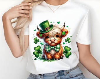 Highland Cow St. Patrick's Day Png, Cute St Patricks Day PNG, Coquette St Patty's Day png, Lucky PNG, St Patricks Coquette Png, Irish Png