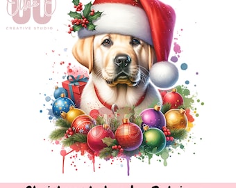 Labrador Retriever navideño PNG: Clipart de perro festivo (Descarga digital)