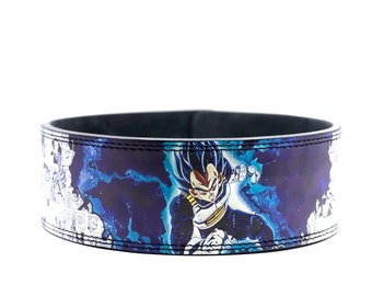 Vegeta DBZ leren hefriem: 4" breed, 10 mm dik