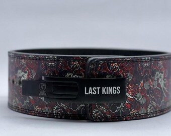 Leren rode drakenriem: 4" breed, 10 mm dik