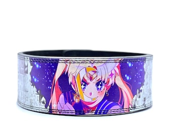 Cinturón de levantamiento de pesas de Sailor Moon: Cinturón de levantamiento de pesas de cuero de 4" estilo anime