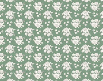 BloomBerry Petite Flowers Green, Riley Blake Designs, Floral Yardage, Green Fabric, Quilt Backing
