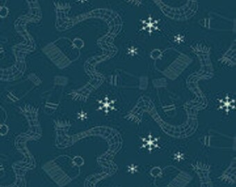 Arrival of Winter Gear Navy Yardage, Christmas Fabric, Holiday Sewing Fabric, Riley Blake Designs, Sandy Gervais Fabric Collection