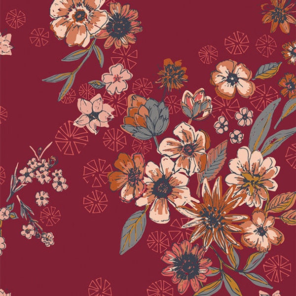 Constant Companion Heart Yardage, Kindred Fabric Collection, Art Gallery Fabrics, Quilting Cotton Fabric, Floral Fabric