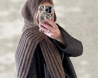 Snuggly Crochet Scoodie Pattern PDF | Crochet Hooded Scarf Pattern | Crochet Bonnet Pattern