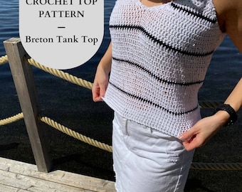 Breton Crochet Tank Top Pattern (PDF Download) One size S-M